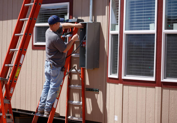 electrician working on a new service for a manufactured home.